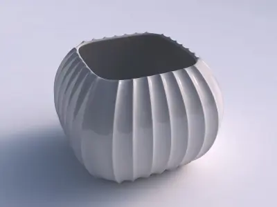 Bowl semi-quadratic with extruded vertical lines 3D print model