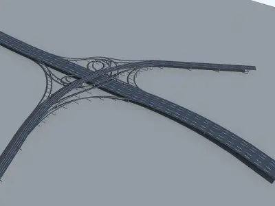 Highway Viaduct flyover  Low-poly 3D model