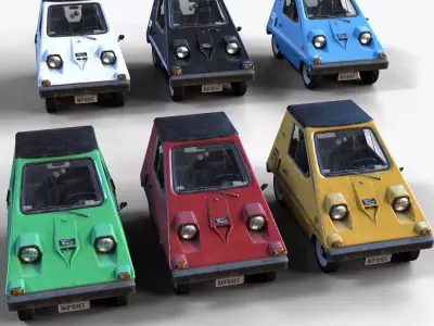 Sebring-Vanguard Citicar  Comuta car - set of 6 colors Low-poly 3D model