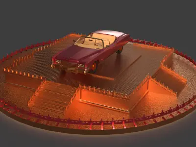Red classic car  3D model