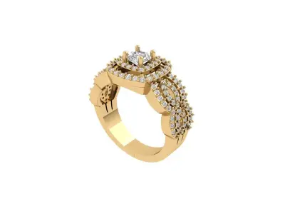 Solitaire Engagement Art Deco Ring 3D print model 6