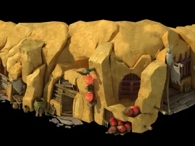 Game Mountain Building - Cave Dwelling 1 3D model