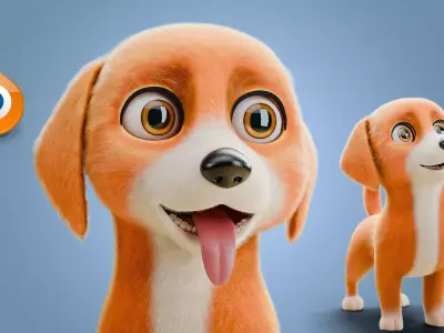 Cute Cartoon Dog Low-poly 3D model