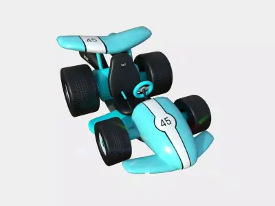 Cartoon Kart A08 Light Blue - Vehicle Racing Design Low-poly 3D model