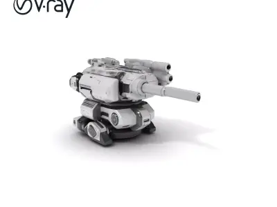 Futuristic Turret Gun Model Pack Low-poly 3D model