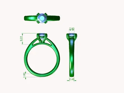 cr-09 diamond solitaire engagement ring gold 3D print model