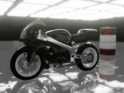 Sport Motorcycle 1000cc Low-poly 3D model