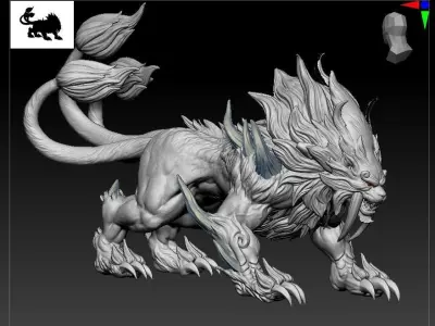 lion variation beast animal sacred zbrush 3D model
