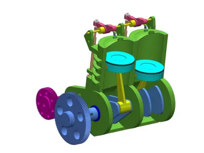Two Cylinder Engine 3D model