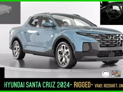 Hyundai SantaCruz 2024 -photoreal-Rigged and Render Ready 3D model
