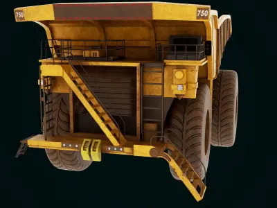 Dirty Mining Truck Rigged All PBR Textures Low-poly 3D model