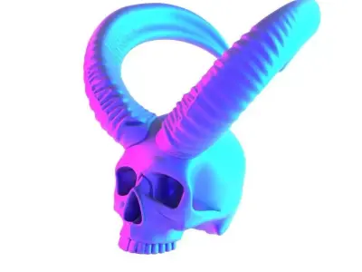 Red Oni mask Horned Blood Skull toy 3D print model