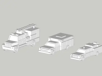 Wildland Style Fire Engine Truck Set by Outland Models Low-poly 3D model