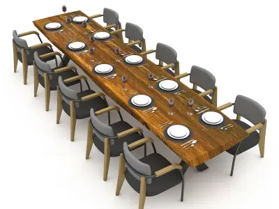 dining table 014 3D Low-poly 3D model