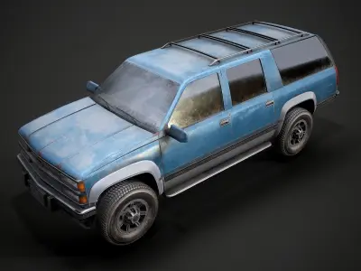 Old Suv car low poly Low-poly 3D model