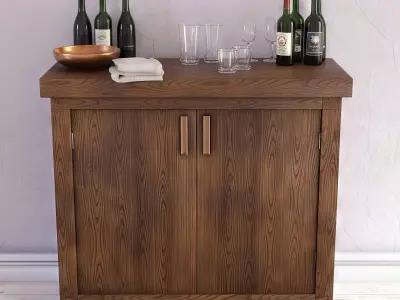 Reed Buffet Table 40 Inch Crate and Barrel 3DSsMax and UE5 C Low-poly 3D model