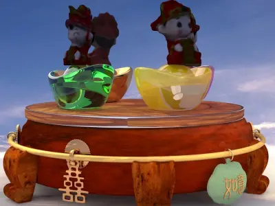 Chinese wedding doll 3D model purchase