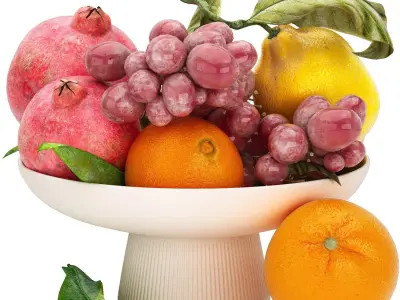 bowl of tropical fruits 19 3D model