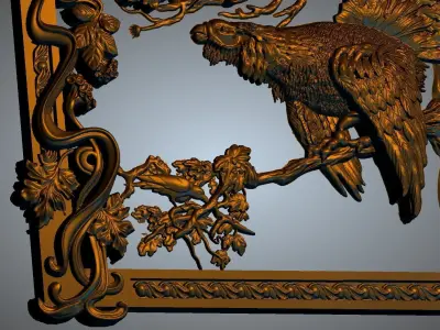 Pheasant on a tree 3D print model