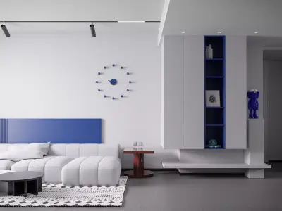 Modern living room dining room interior scenes 466 3D model