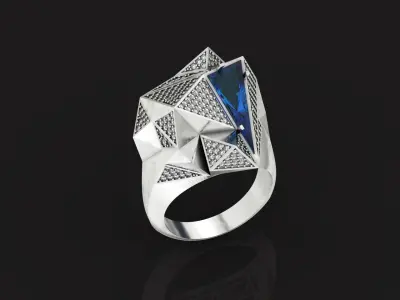 futuristic ring  geometry Carrera Iceberg collection 1052 3D print model