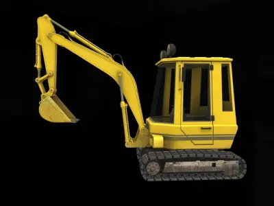 Mini Excavator Low-poly 3D model