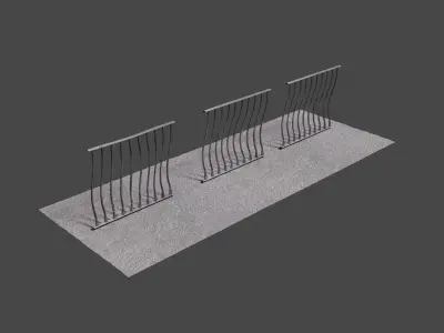 Metal Fence Low-poly 3D model