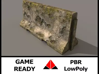 Concrete barrier Low-poly 3D model
