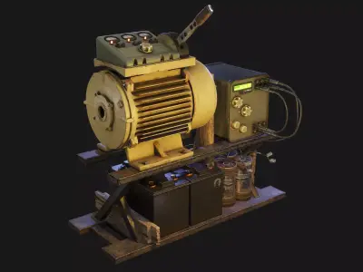 Post-apocalyptic engine Low-poly 3D model