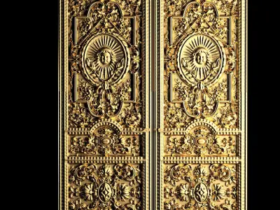 Luxury Classic baroque carved door 1 3D model