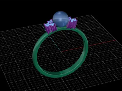 Fashion Pearl Ring 2 3D print model