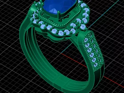 oval halo engagement jewelry ring  Free 3D print model