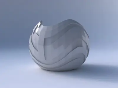 Bowl Spheric wavy with sharp ribbons 3D print model