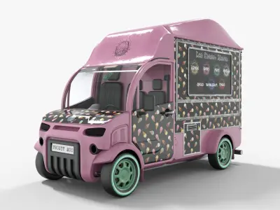 Ice Cream Truck Low-poly 3D model
