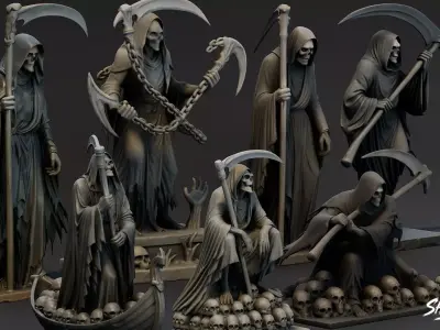 Death Reaper Statue Pack Low-poly 3D model