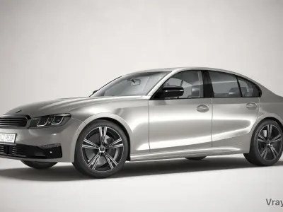 White car rendering studio SWR 3D model