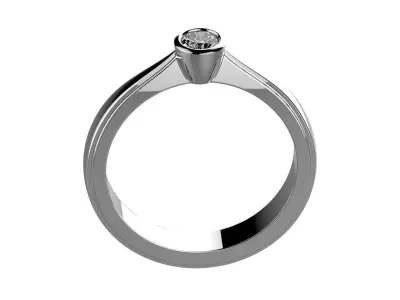 ZP014 engagement ring with diamond 3D print model