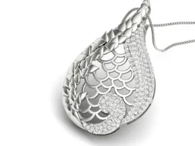 luxury diamond pendant for women  3D print model