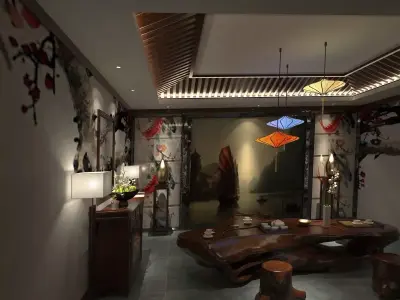 Chinese Red Lantern room 3D model