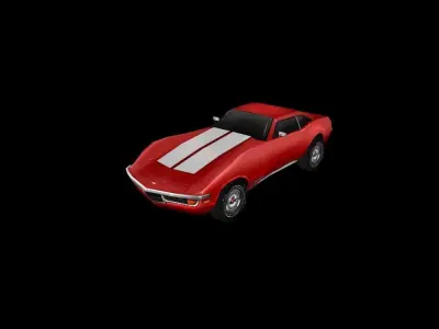 Corvette 72 classic mobile low poly  Low-poly 3D model