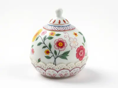 Floral Decorative Jar Model Pack Low-poly 3D model