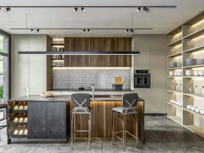 Kitchen fully parametric  Resizable manufacturable 0028 3D model