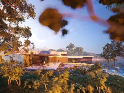 Super modern beach luxury villa house Revit n Lumion building 3D model