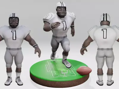American Football Touchdown Character 07A Low-poly 3D model