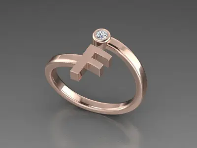 Jewelry Alphabet Ring F 3D print model