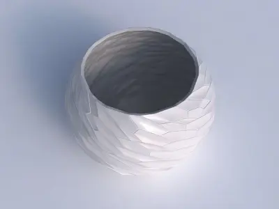 Bowl spheric with fine twisted organic cells 3D print model