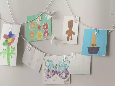 Exhibition of childrens crafts wall decor 3D model