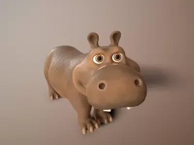 cartoon hippo Low-poly 3D model purchase