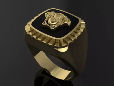 Elegant  Versace Mens Ring Gold Jewelry 3D print model