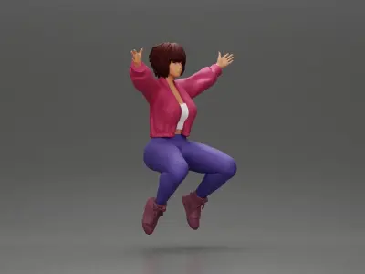 girl being carried on the man s shoulders 3D print model